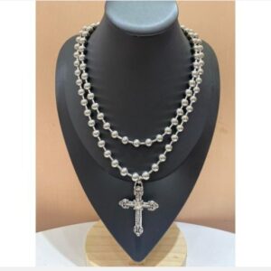 Layered Cross Beaded Pendant Necklace UNISEX