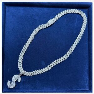 ORIGINAL ICED TESTED DIAMOND CHAIN AND ICED DOLLARS PENDANT