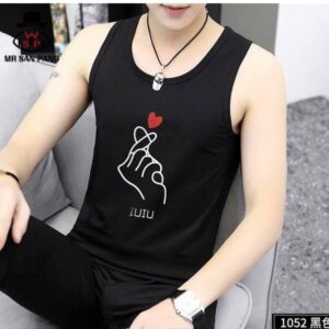 Men Tank Top Hot High quality New Tank Tops Cotton Clothes Round Collar Sleeveless Shirts Leisure Fitness Mens Loose Workout - Black