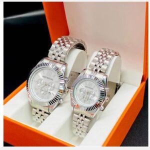 GENEVA Superior Quality & Very Luxury Non Rusting Couple's Silver Wristwatch
